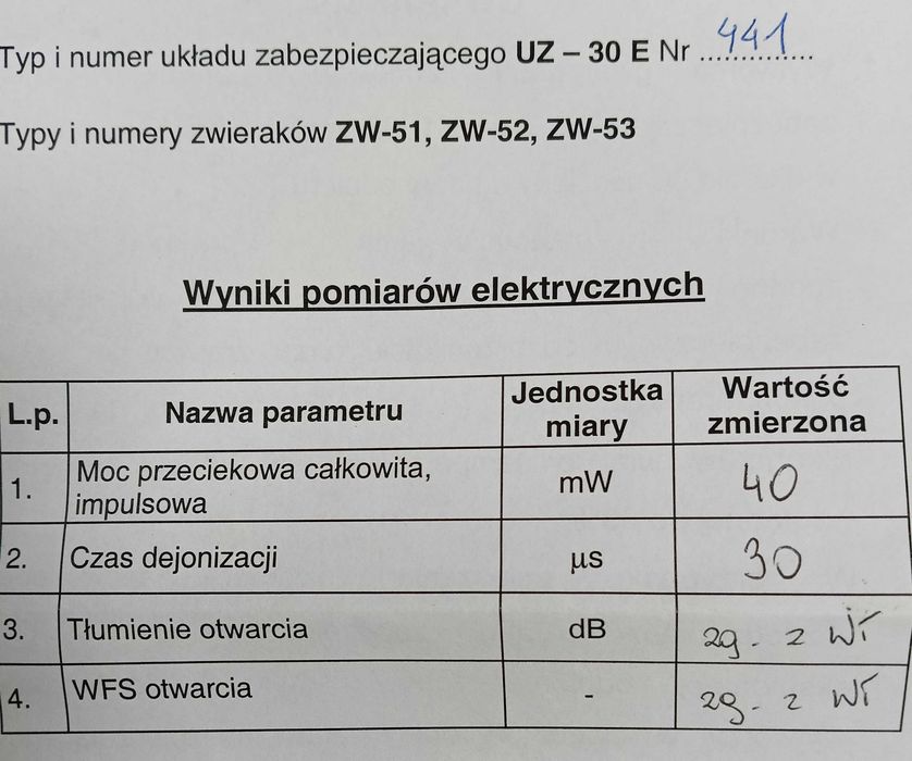 Układ Zabezpieczający UZ-30E Lampy z wojska