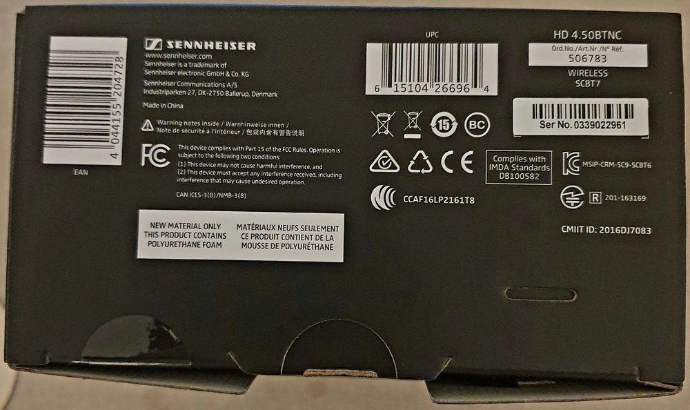 Auscultadores Sennheiser HD 4.50BTNC Wireless.