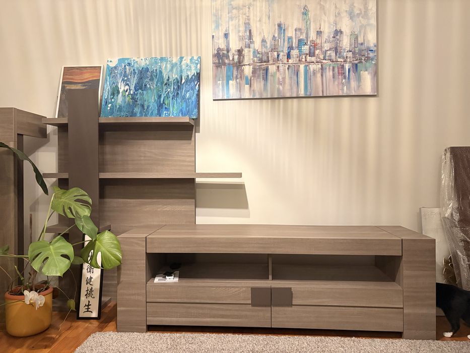 Móvel TV Moderno 250cm com Prateleiras – Excelente Estado