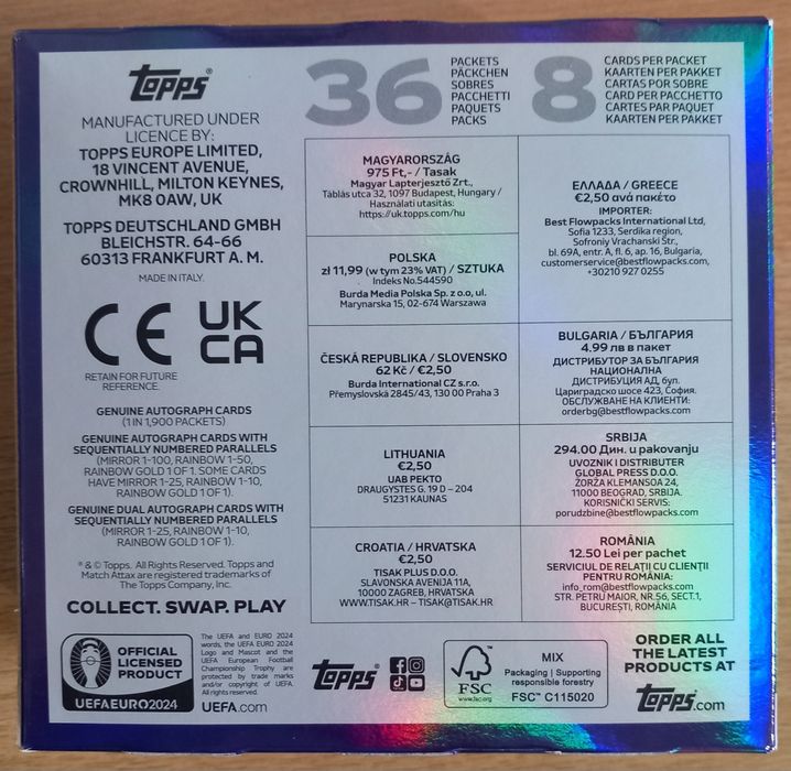 EURO 2024 oryginalny box,  saszetki, nowy, match Attax