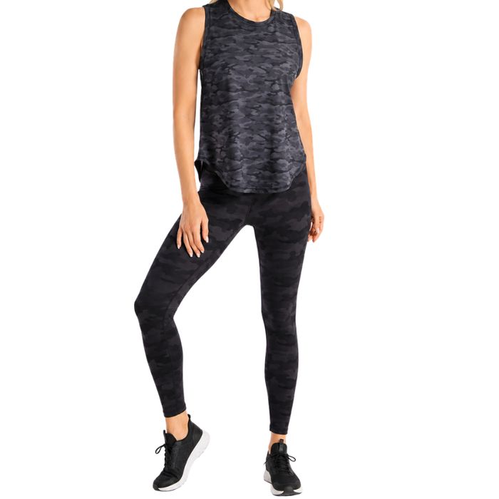 Top sportowy damski moro siateczka joga siłownia L XL