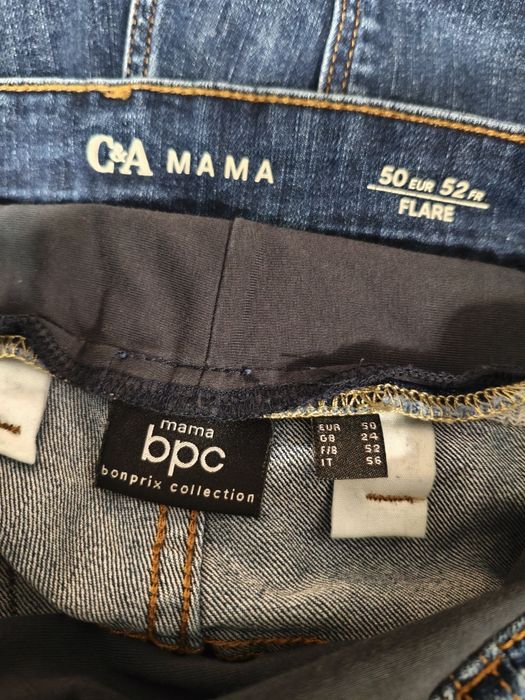 2x spodnie ciążowe jeansowe jeansy Bonprix i C&A Mama  50 granatowe