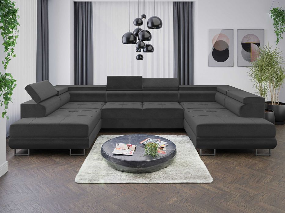 Narożnik Sofa Anton U z funkcja spania delfin Poso 38 sprezyna falista