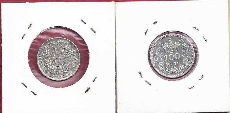Republica e Monarquia  10 centavos 1915  e  100 Reis  1910 Prata
