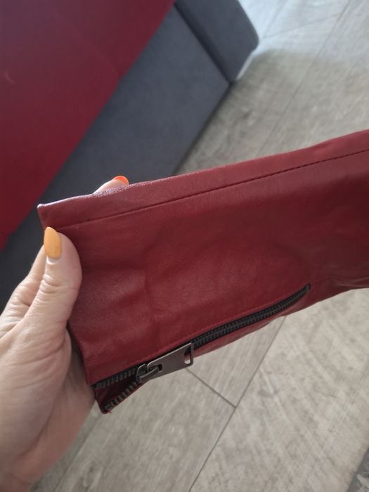 Kurtka damska czerwona skórzana- Marbet