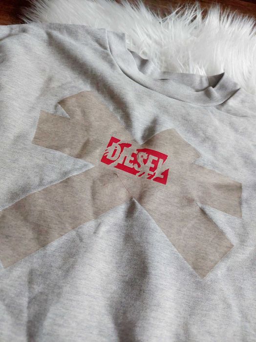 Diesel szara bluza z tasmą napisem bez zamka meska s m bawelna