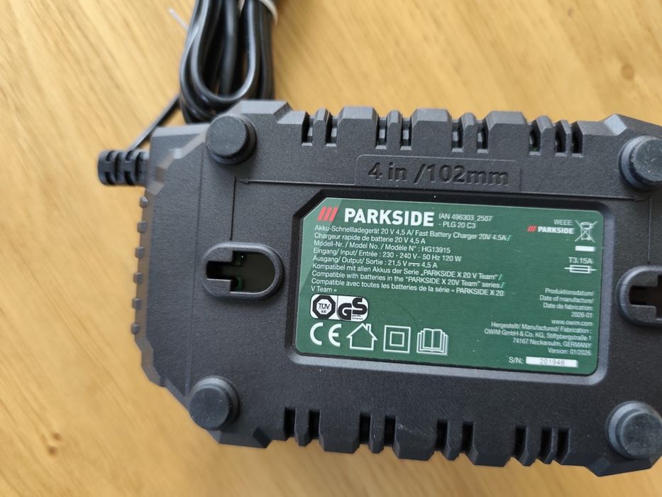 Nowa bateria Parkside 4ah z szybką ładowarką, 4.5A