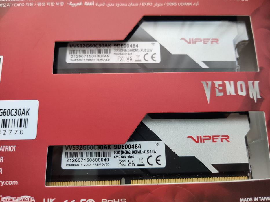 Ram ddr5 Patriot Viper Venom 32GB (2x16GB) 6000 CL30
