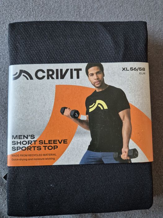 Koszulka sportowa męska t-shirt treningowy Crivit czarny XL 56 58