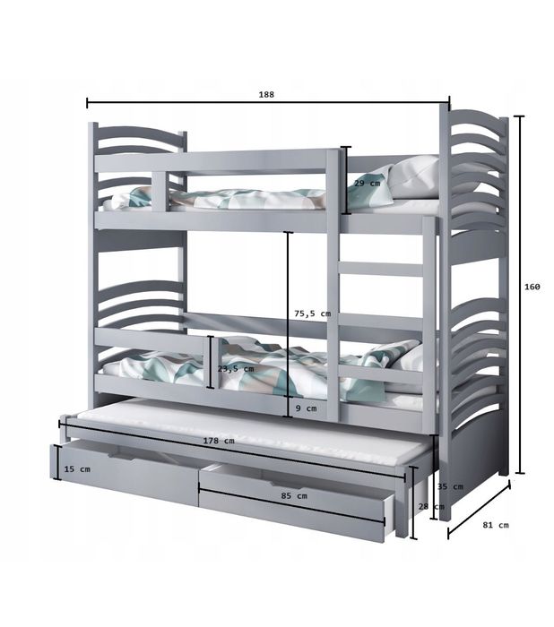 3- osobowe łóżko piętrowe