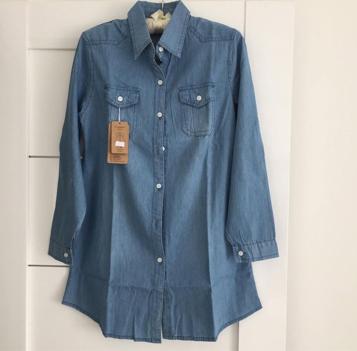 Новая синяя джинсовая рубашка удлиненная s/m