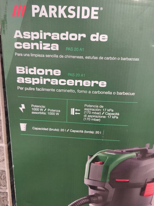 Пилосос для каміна 2-в-1, 1000 Вт, 17 кПа, Parkside PAS 20 A1