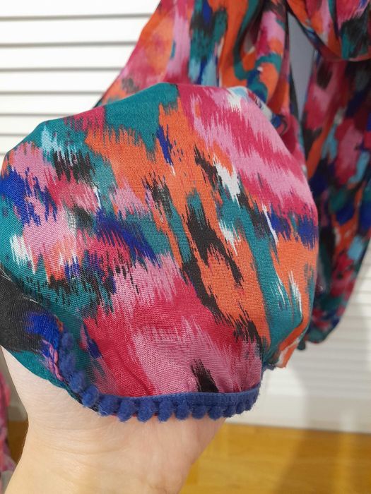 kolorowy szal apaszka cienka duża wiosenna szmaragdowa amarantowa