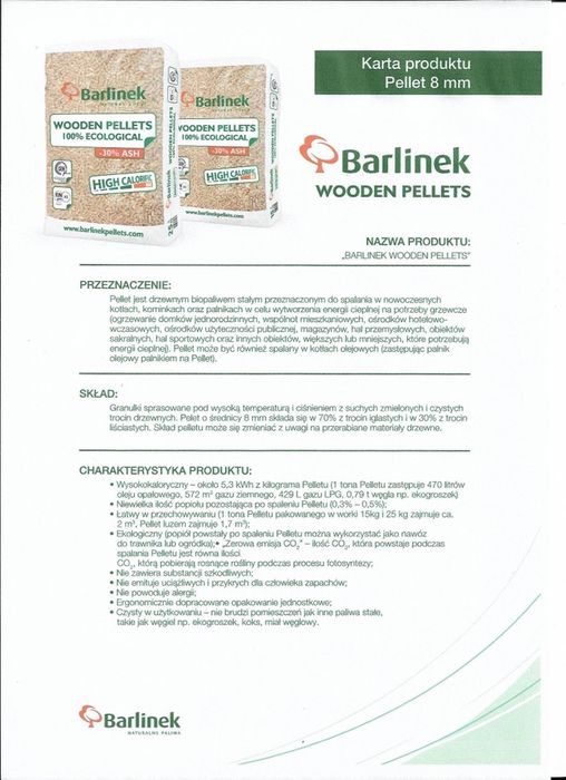 Pellet Barlinek autoryzowany dystrybutor