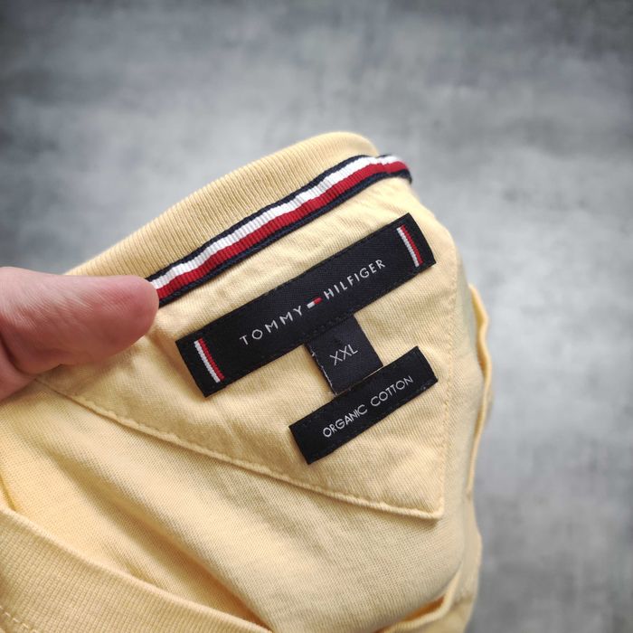 MĘSKA Koszulka Bawełna PREMIUM Lekka Letnia Tommy Hilfiger Haft Żółta