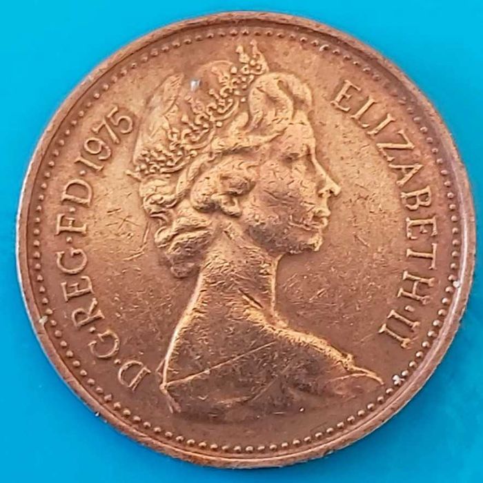 New  Penny 1 de 1975, Reino Unido, Isabel II