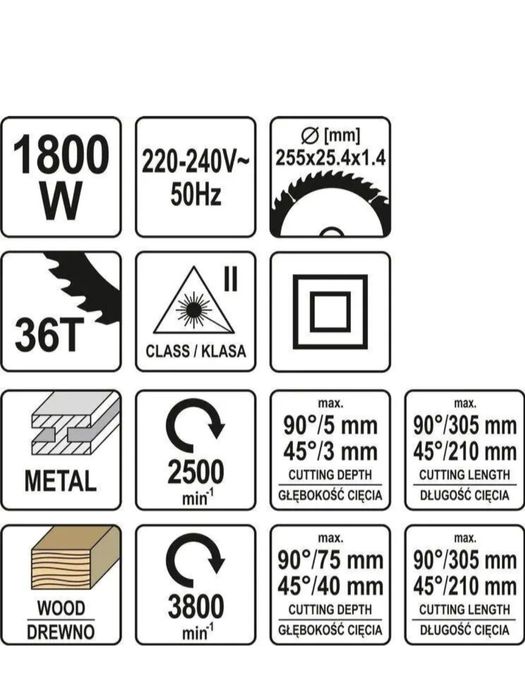 Торцовочная пила для прямой и угловой резки YATO YT-82174 торг