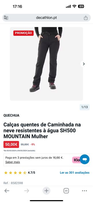 Calças quentes de Caminhada na neve Mulher Decathlon tam S