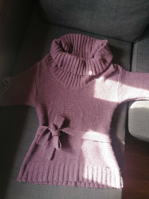 Sweter różowy wiązany w pasie r. XS/S