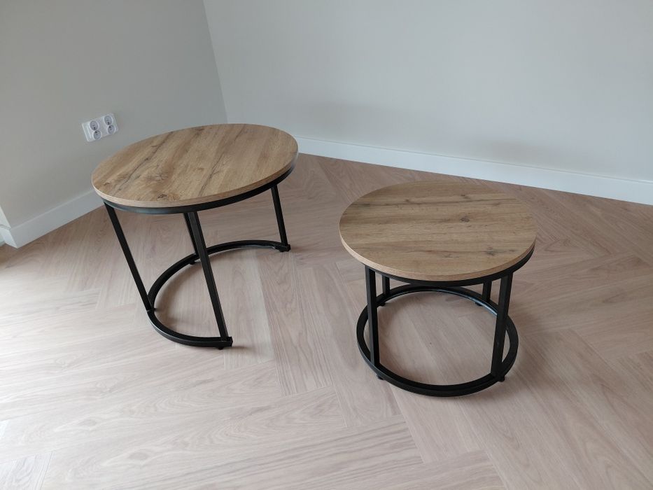 Stoliki kawowe okrągłe zestaw 2 stolików loft industrial  FI 70/50