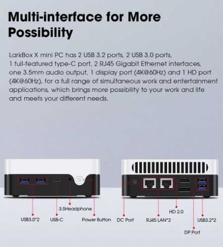 Mini-PC LarkBox X Intel N100, 12th, 15W, 12GB - 512GB