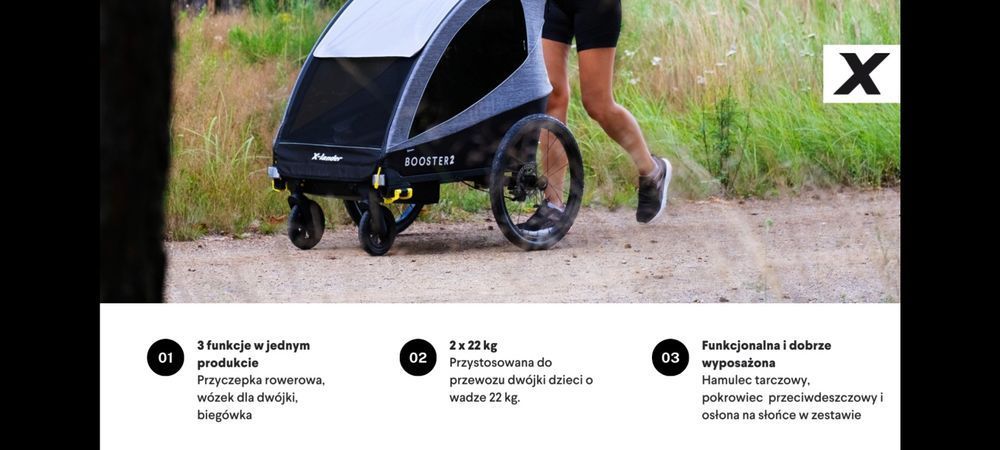 X-lander Booster 2 przyczepka rowerowa, wózek biegowy, spacerówka