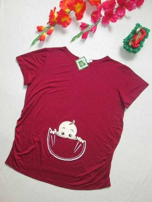 Футболка для беременных с малышом вискоза Happy Mama .