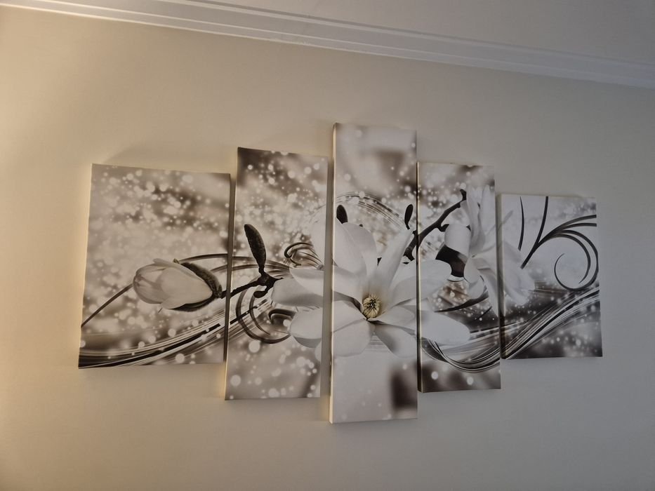 Lirio - 2 telas de 40x60 + 2 telas de 30x80 + 1 tela de 30x100 cm