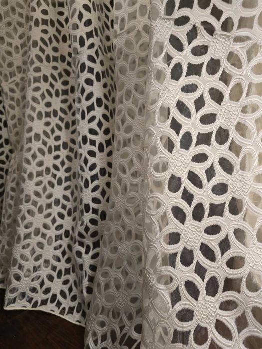 firanki z metra KWIAT haft+obciąznik, wys 280 cm KREMOWA promocja