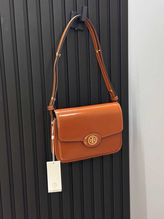 Жіноча сумка Tory Burch ROBINSON SPAZZOLATO коричнева.(Оригінал)