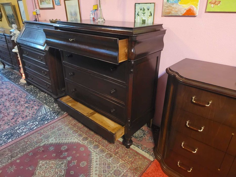 Grande cómoda muito antiga com 5 gavetas - Bom estado geral