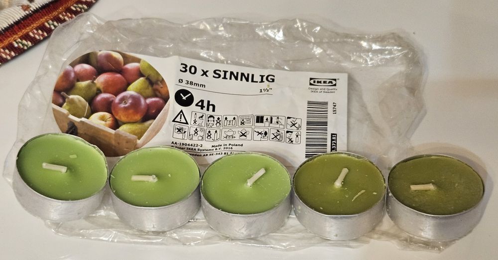 Świece zapachowe - zielone jabłko - 5 sztuk