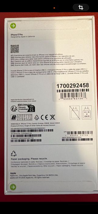 iPhone 17 Pro Max 256gb Laranja Selada .