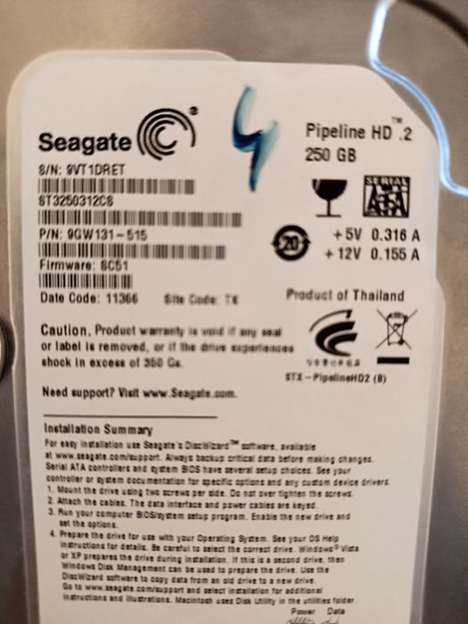 Seagate Pipeline HD.2 250GB SATA Hard Drive