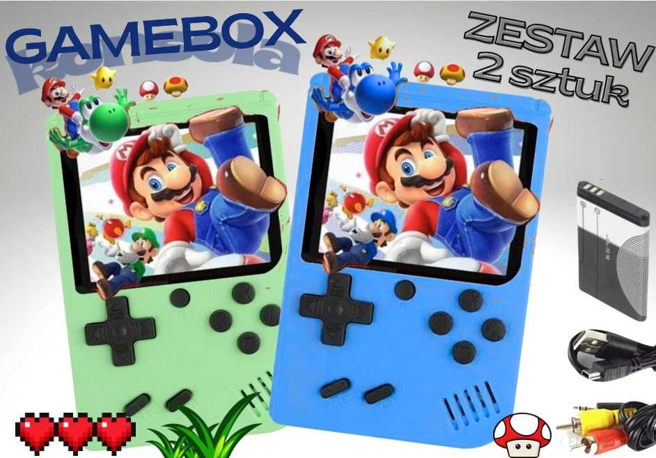 2 sztuki komplet Retro Konsola GAMEBOX przenośna 400 in 1 mix kolorów | 2,4" | LCD | AV | zestaw
