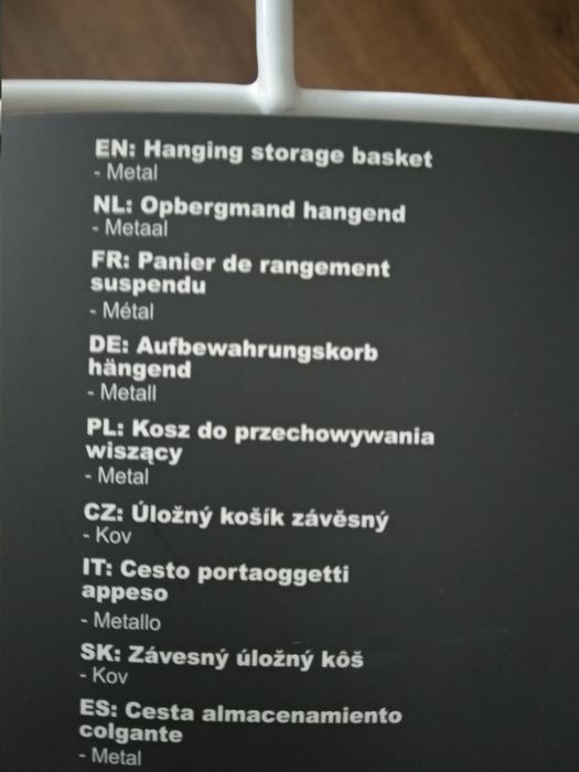 Koszyk do przechowywania wiszący metalowy nowy