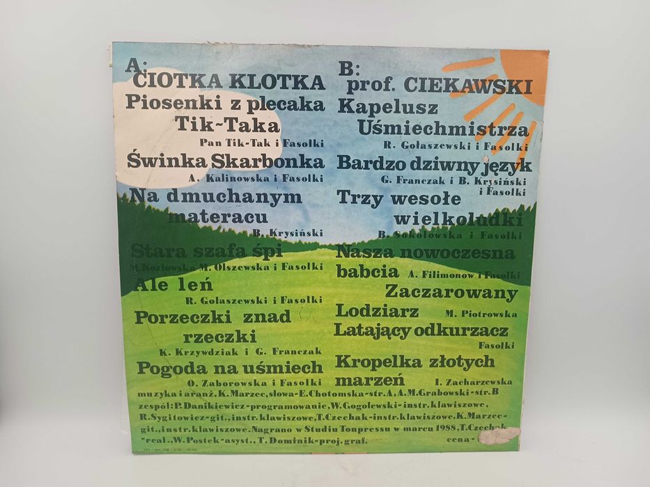 Płyta winylowa Piosenki z plecaka Tik-Taka Pronit 1988 rok winyl