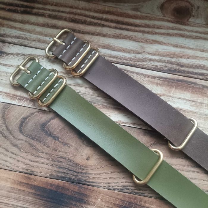 Ремінець з натуральної шкіри NATO Strap Zulu для годинника 22мм Tissot