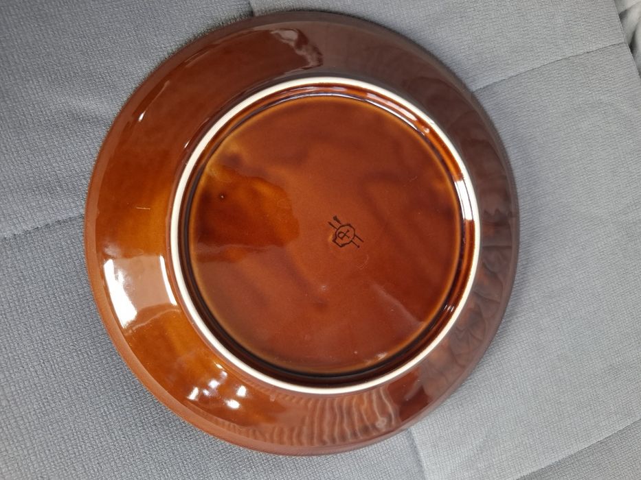 Porcelit Talerz prl duży brązowy 24 cm Pruszków
