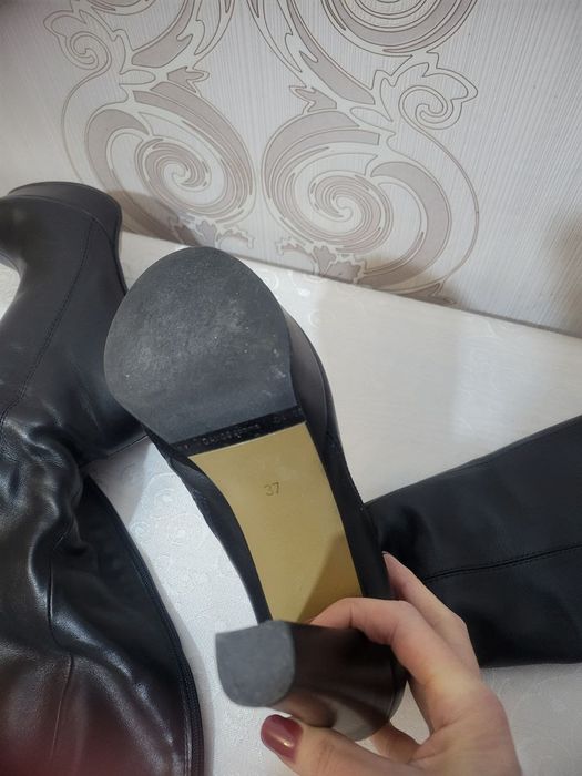 Зимові шкіряні ботильйони на каблуку, овчина