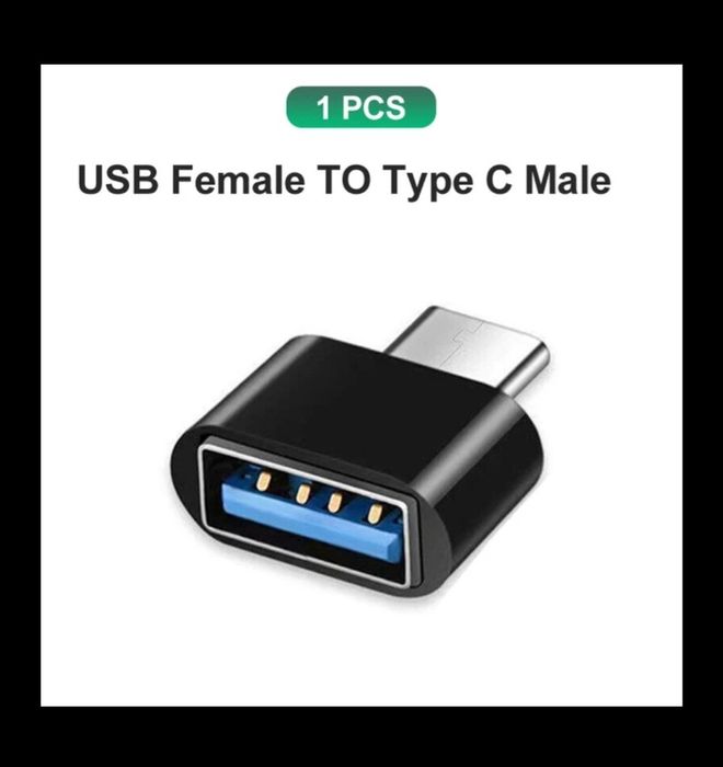 Reduktor Adapter wtyczka z TYP-C na USB Black Tablet Telefon Komputer