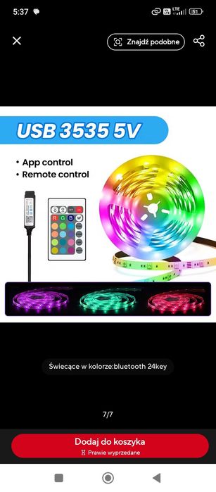 Taśma RGB 30 metrów pilot. Mam 2 sztuki.