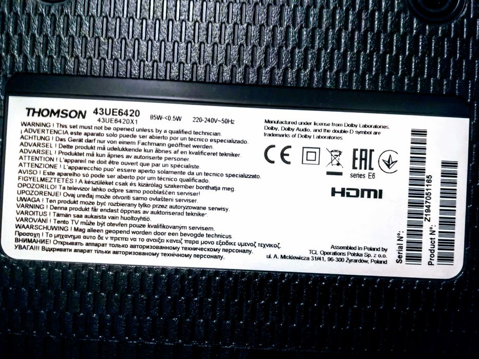 Smart TV Thomson/TCL 43¨ UltraHD 4K