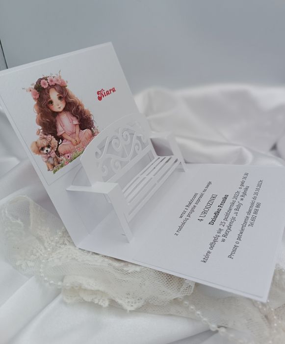 Zaproszenia ślubne , urodzinowe - ławka