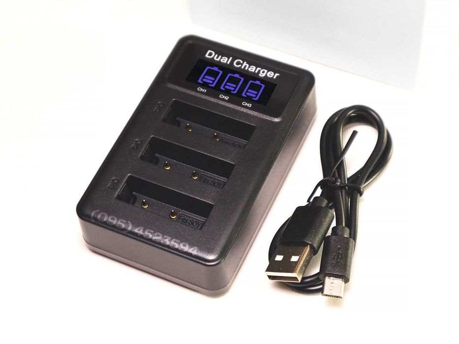 Зарядка для 3-х батарей Sony NP-BX1 зарядное устройство LED3-BX1