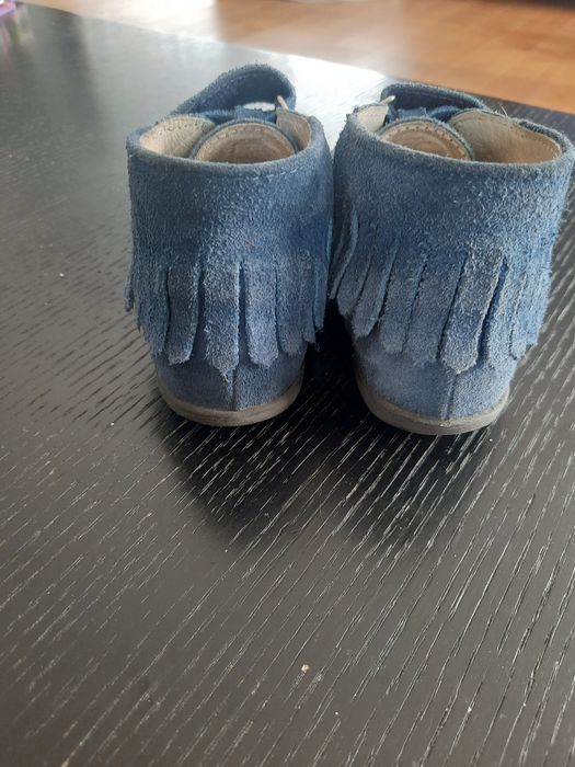 Wiosenne buciki Zamszowe trzewiki botki Mrugała z frędzlami Boho grana