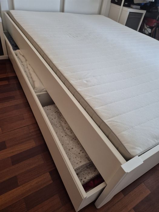 Cama IKEA SONGESAND 140x200 + 4 Gavetas + Colchão HAFSLO