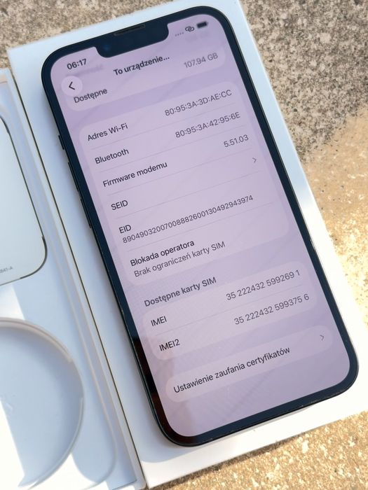 iPhone 13 Czarny - z pudełkiem, kondycja 97%, ładny stan