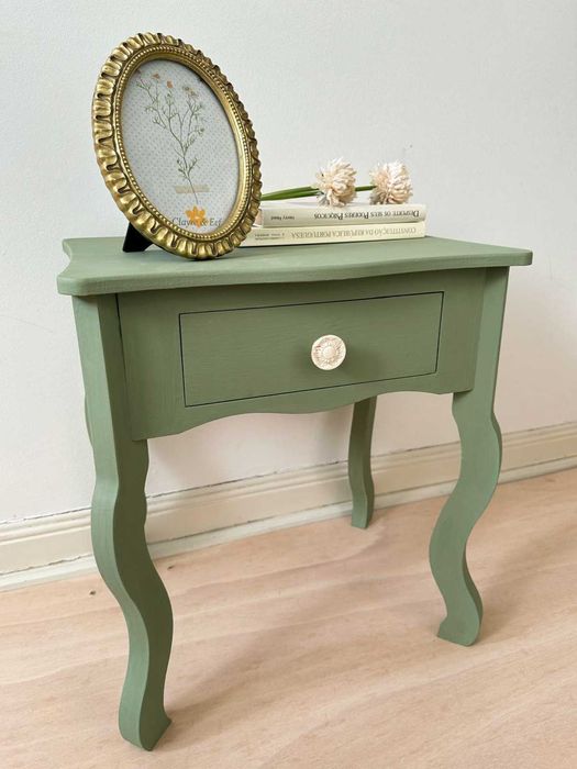 Mesa de cabeceira verde restaurada com envio gratuito ou em mão