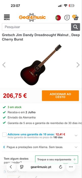 Vendo Gretsch Jim Dandy Dreadnought Walnut